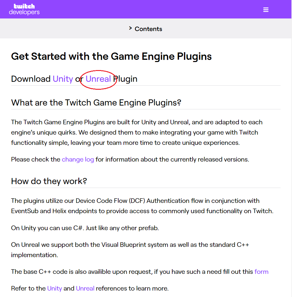 Pic 1 - Twitch game engine plugin overview page