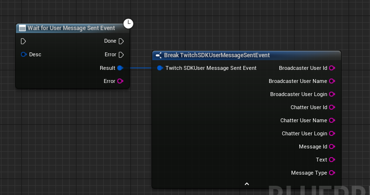 Pic 9 - New blueprint async node, “WaitForUserMEssageSentEvent” and structure with payload on this event